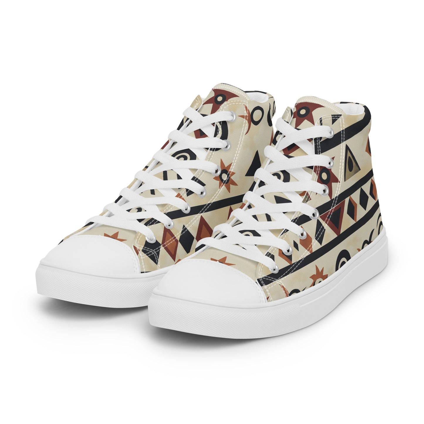 Women’s High Top Canvas Shoes – Amazigh Symbols and Berber Motifs