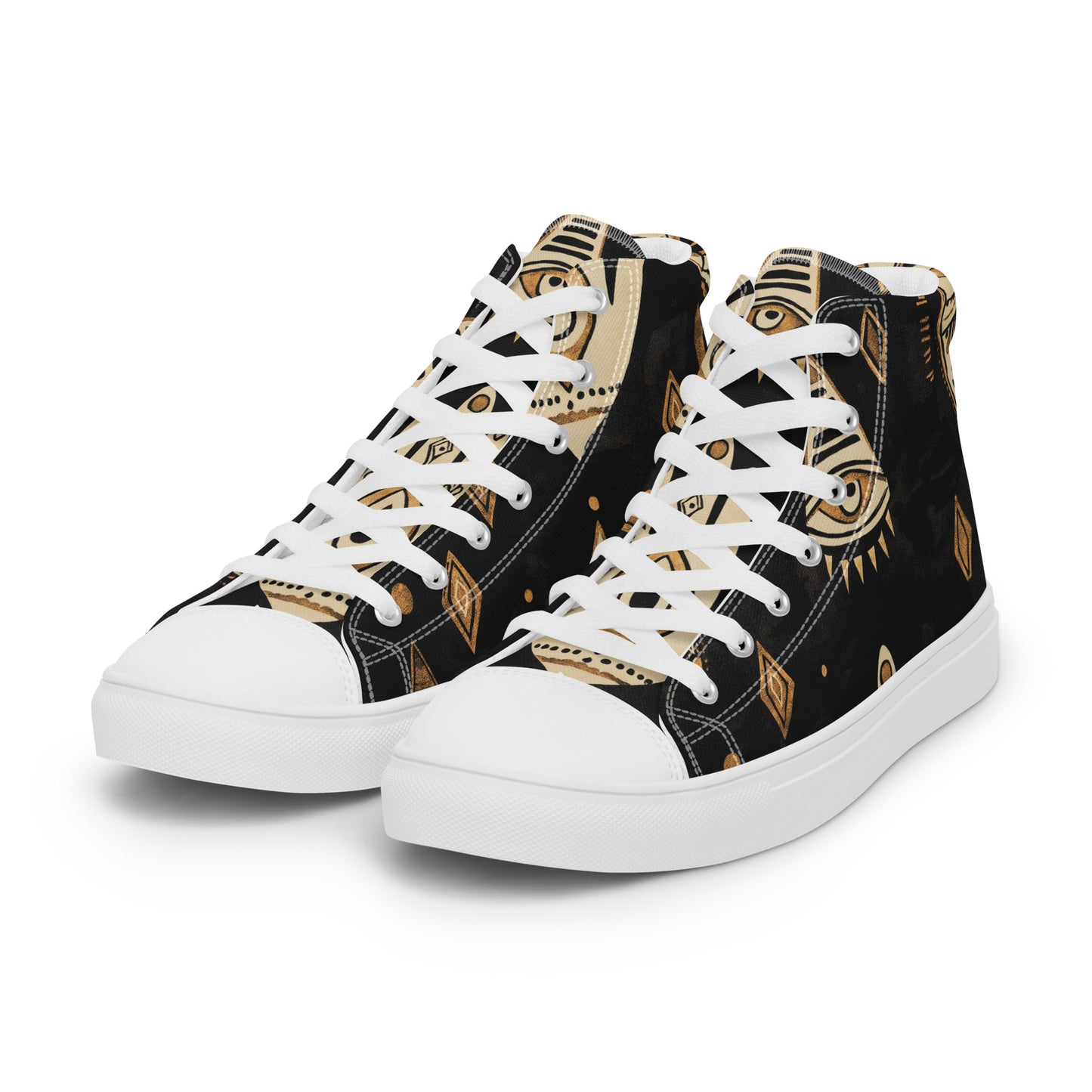 Women’s High Top Canvas Shoes – Amazigh Symbols and Berber Tribal Motifs