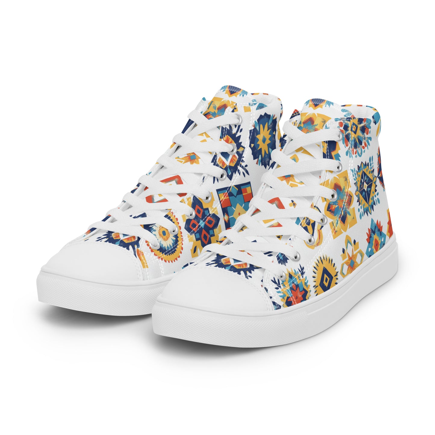 Women’s High Top Canvas Shoes – Amazigh Symbols and Berber Tribal Designs