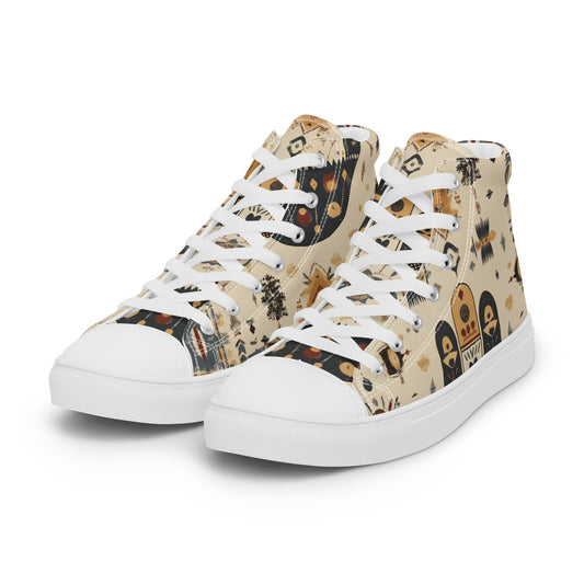 Women’s High Top Canvas Shoes – Elegant Berber Motifs and Amazigh Symbols