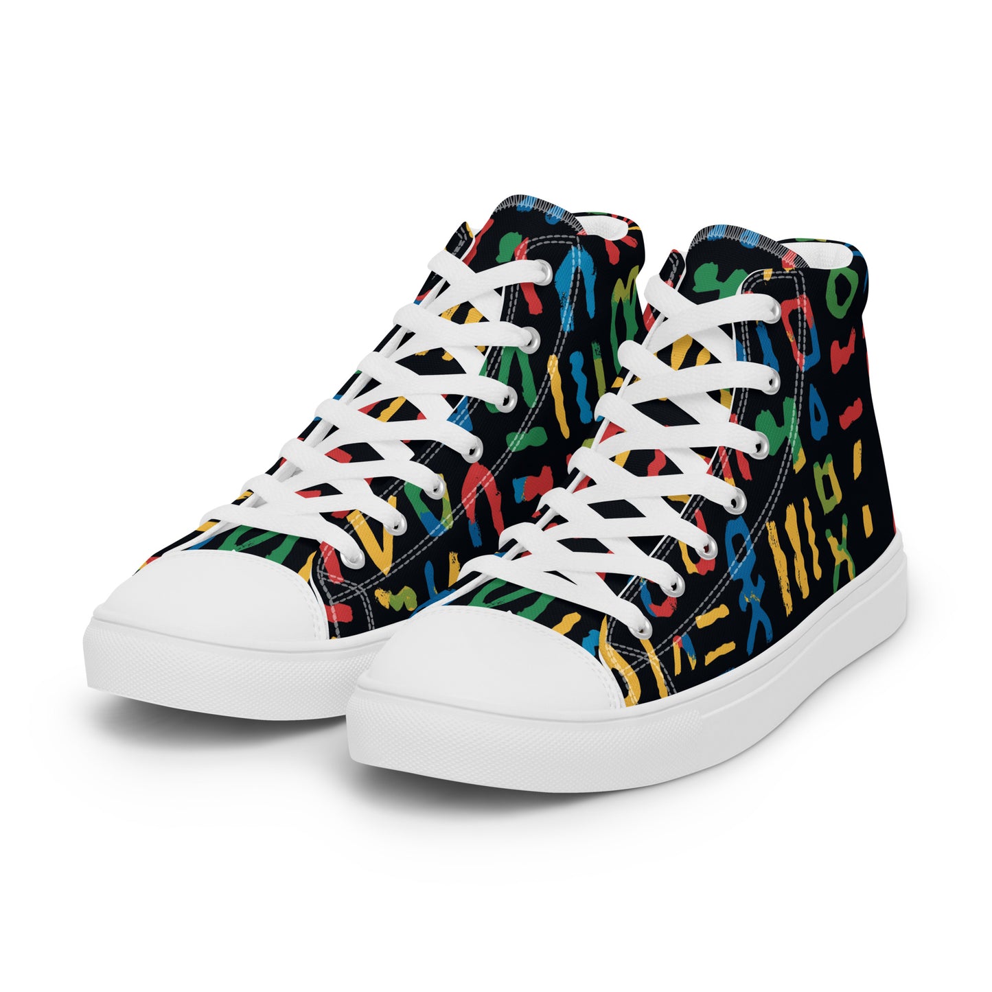 Women’s High Top Canvas Shoes – Amazigh Symbols and Berber Tribal Designs