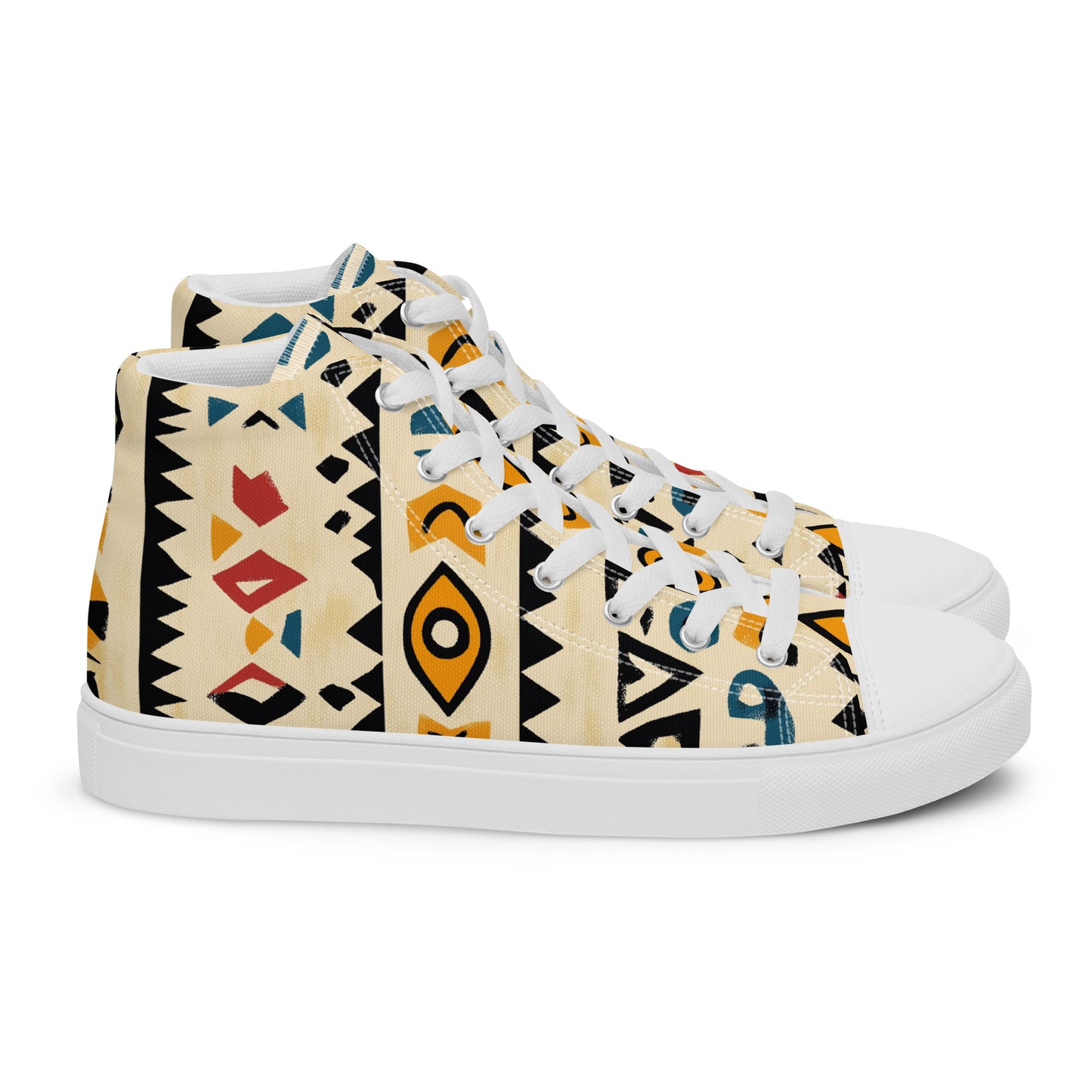 Women’s High Top Canvas Shoes – Amazigh Symbols and Berber Tribal Motifs