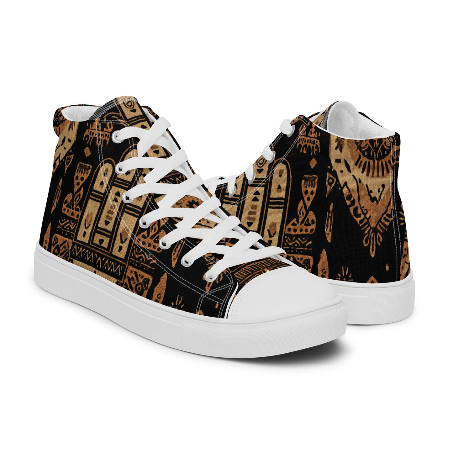 Women’s High Top Canvas Shoes – Berber Motifs and Amazigh Tribal Art