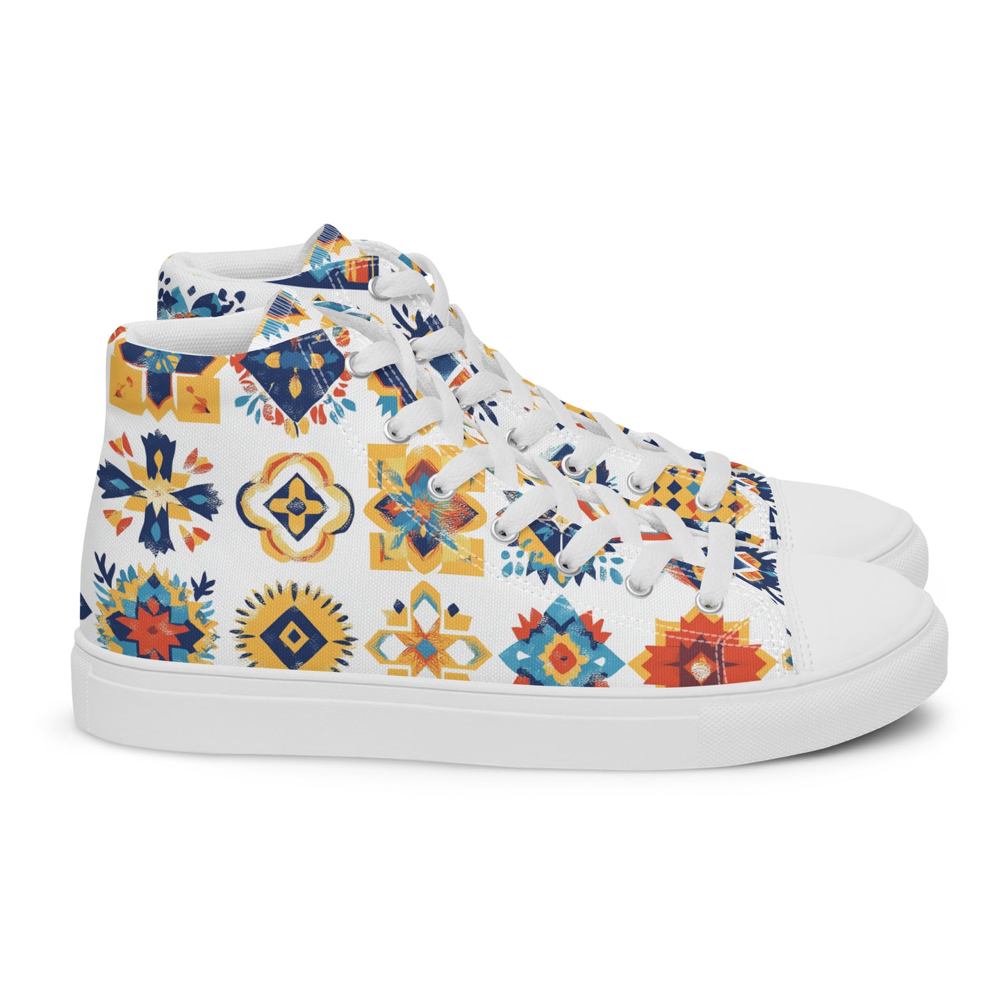 Women’s High Top Canvas Shoes – Amazigh Symbols and Berber Tribal Designs