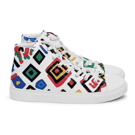 Women’s High Top Canvas Shoes – Amazigh Symbols and Berber Tribal Motifs