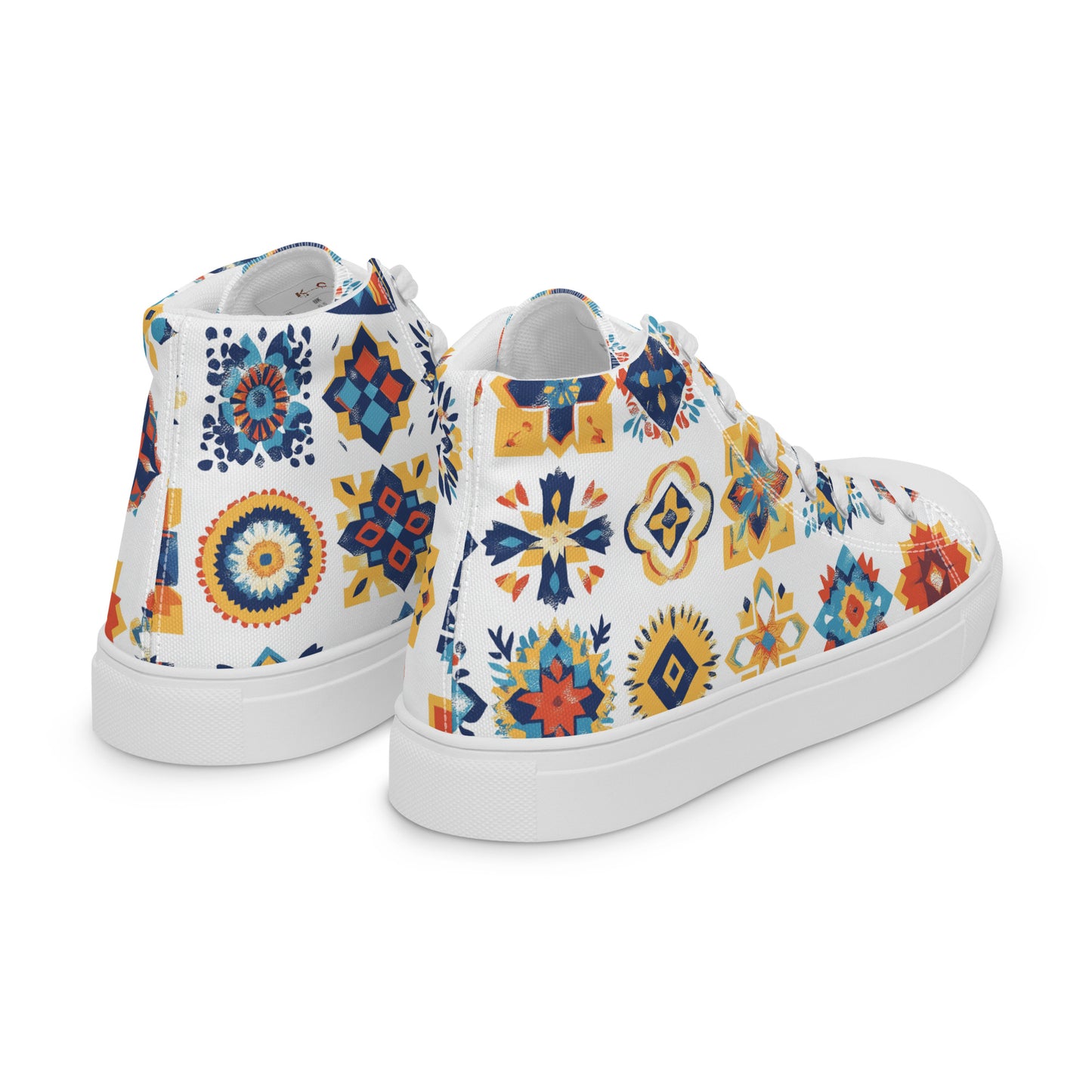 Women’s High Top Canvas Shoes – Amazigh Symbols and Berber Tribal Designs