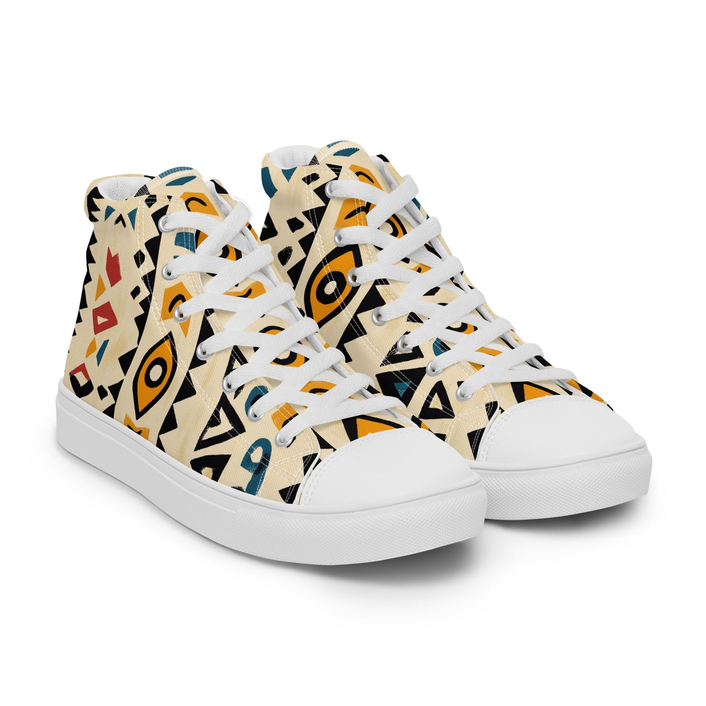 Women’s High Top Canvas Shoes – Amazigh Symbols and Berber Tribal Motifs