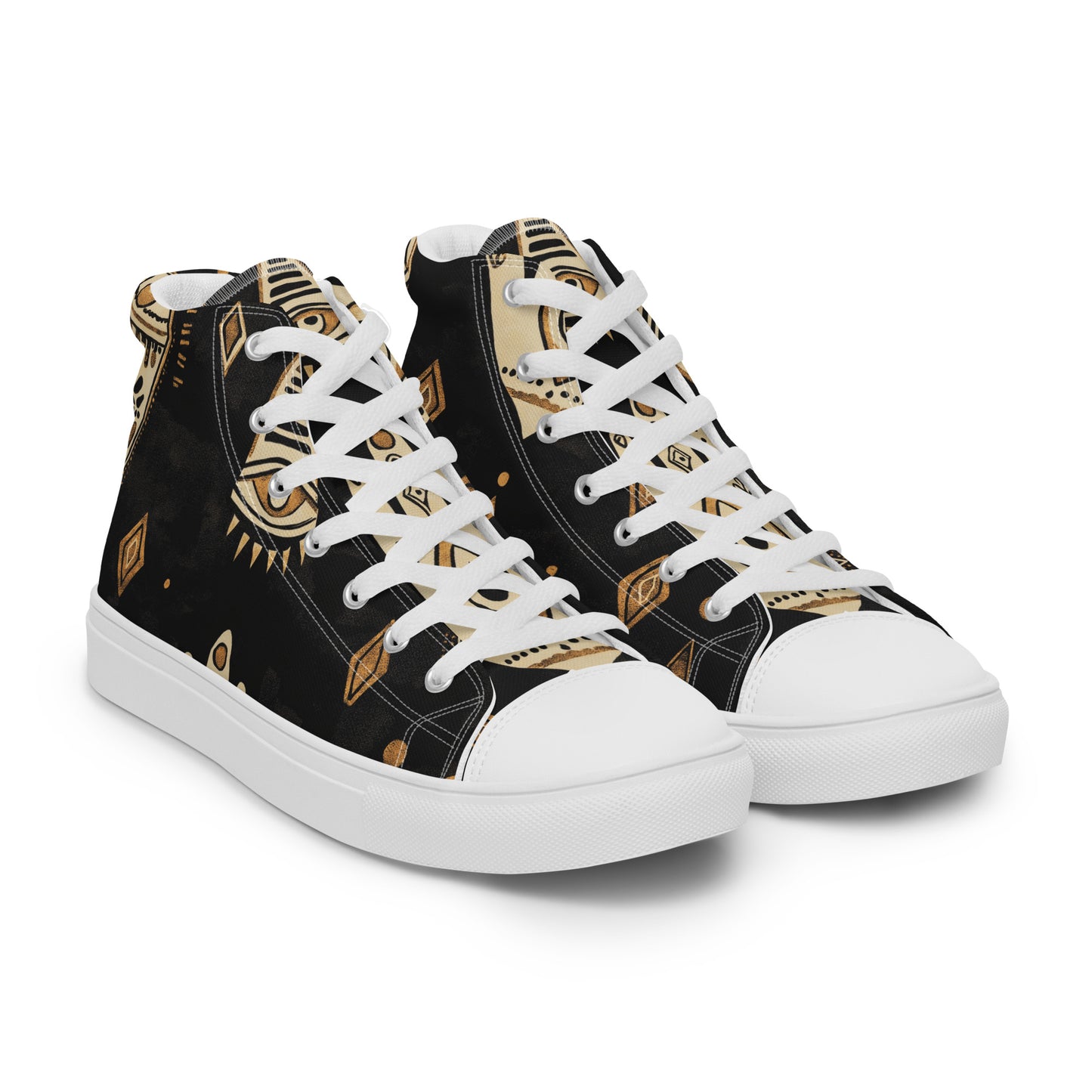 Women’s High Top Canvas Shoes – Amazigh Symbols and Berber Tribal Motifs