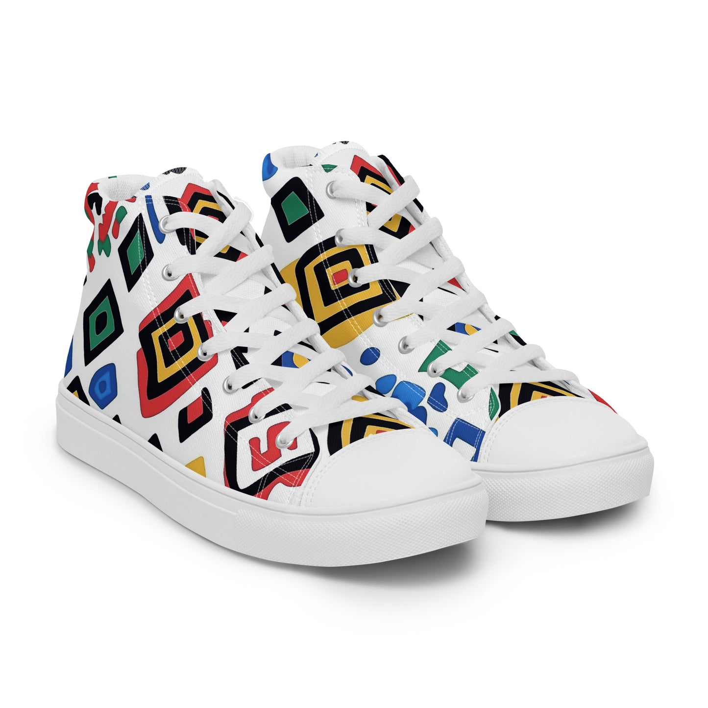 Women’s High Top Canvas Shoes – Amazigh Symbols and Berber Tribal Motifs