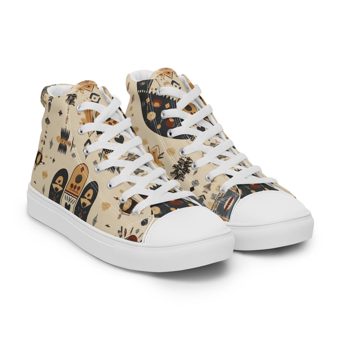 Women’s High Top Canvas Shoes – Elegant Berber Motifs and Amazigh Symbols