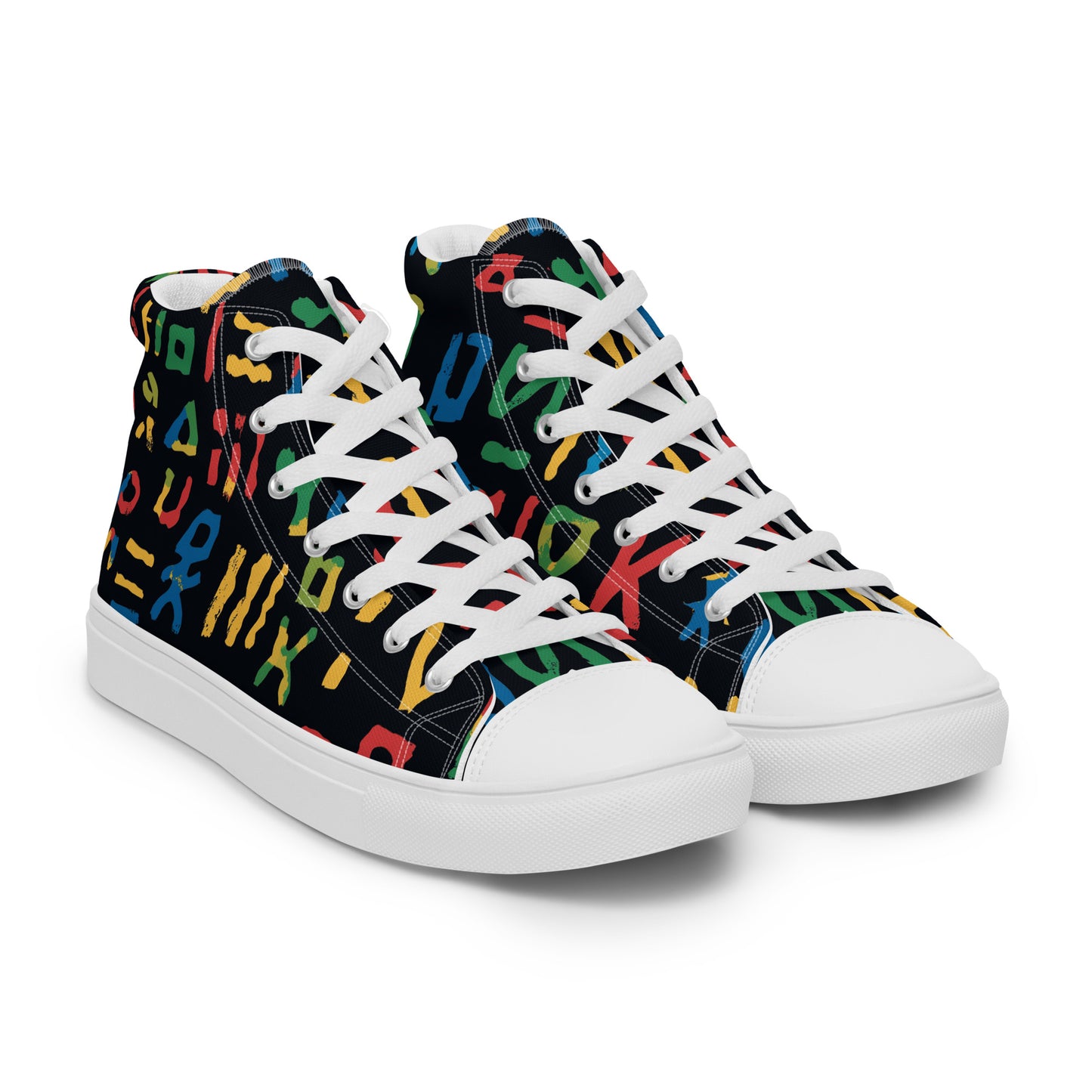 Women’s High Top Canvas Shoes – Amazigh Symbols and Berber Tribal Designs